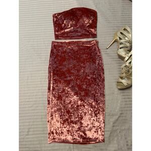 Bozzolo Bodycon formfitting Rose Gold Velvet Sexy Dress Bodysuit Stretch SZ M